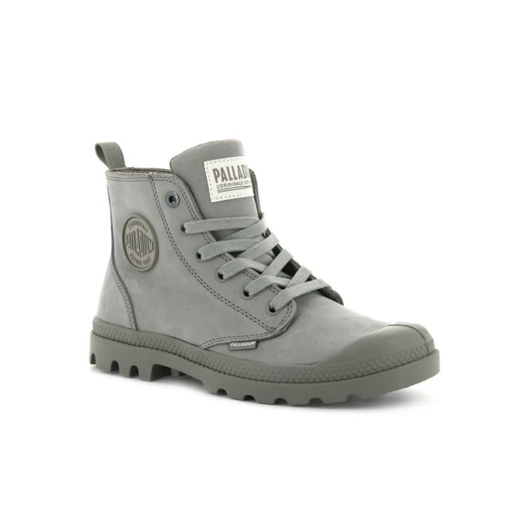 Palladium Pampa Hi Zip Nubuck Women's Boots Grey | UK M328-UHQ